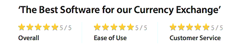 The best software for our currency exchange rated on capterra.com. 5 stars overall rating, 5 stars Ease of use, 5 stars customer service